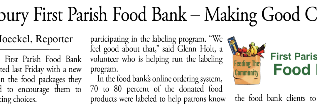 Newbury First Parish Food Bank – Making Good Choices