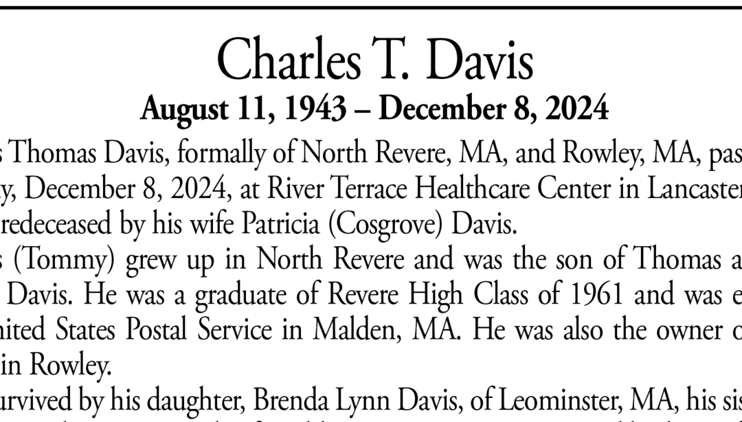 Charles T. Davis August 11, 1943 – December 8, 2024