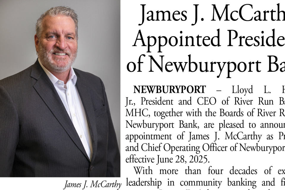 James J. McCarthy Appointed President of Newburyport Bank